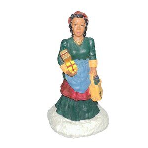 Vintage 1996 Village Square African American Woman Figurine Mervyns Christmas